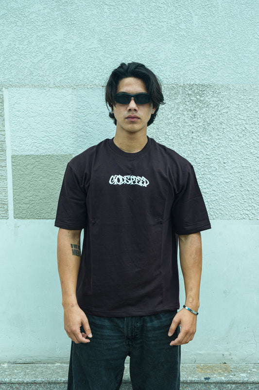 Dark Brown Graphic Printed Oversized Cotton T-Shirt