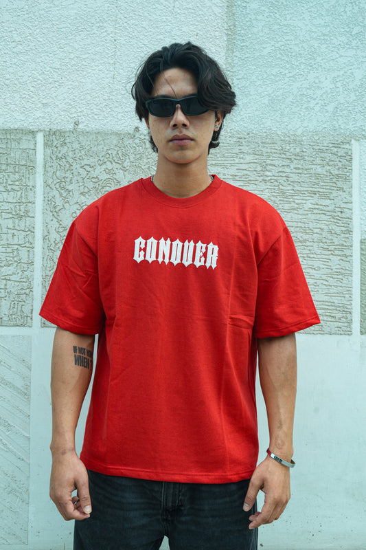 Red Panther Graphic Printed Oversized Cotton T-Shirt